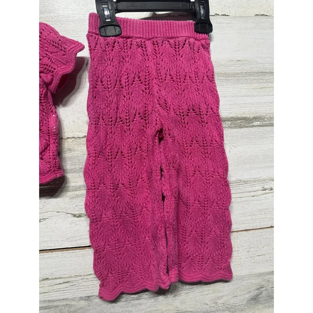 Jessica Simpson Pointelle Knit Set Girls 12m Hot Pink Scalloped‎ Boho